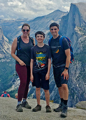 Dr. Carolyn Matheus ’02/’02MA, Joshua Matheus ’99, and their son Mason at Yosemite National Park