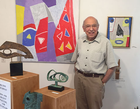 Dr. Milton Teichman is at home among his sculptures and artwork at the Teichman Gallery in Brewster, Massachusetts.